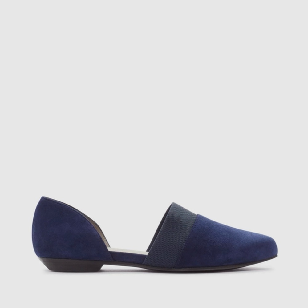 Eileen Fisher Blue Suede D’Orsay Ballet Flats - Picture 5 of 7